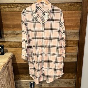 Soft Surroundings Mad About Plaid Sleepwear Nightshirt NWT M